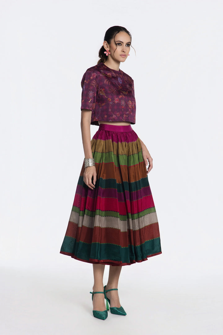 Purple Peacock Skirt Set-Skirt-Siddhartha Bansal
