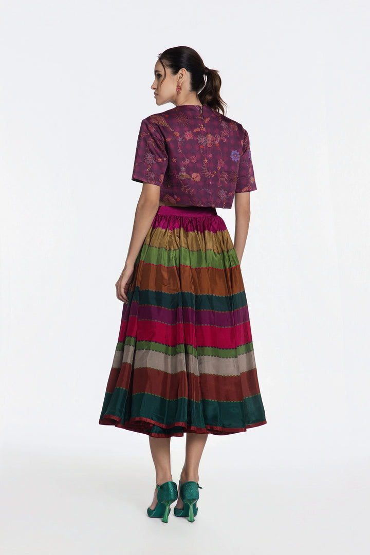Purple Peacock Skirt Set-Skirt-Siddhartha Bansal