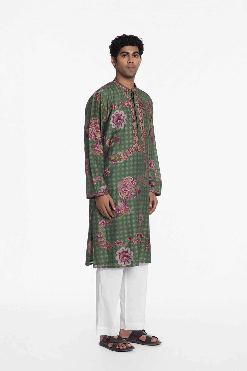 REGAL PINK PETAL ZARI BLOOM EMBROIDERED KURTA-Kurta-Siddhartha Bansal