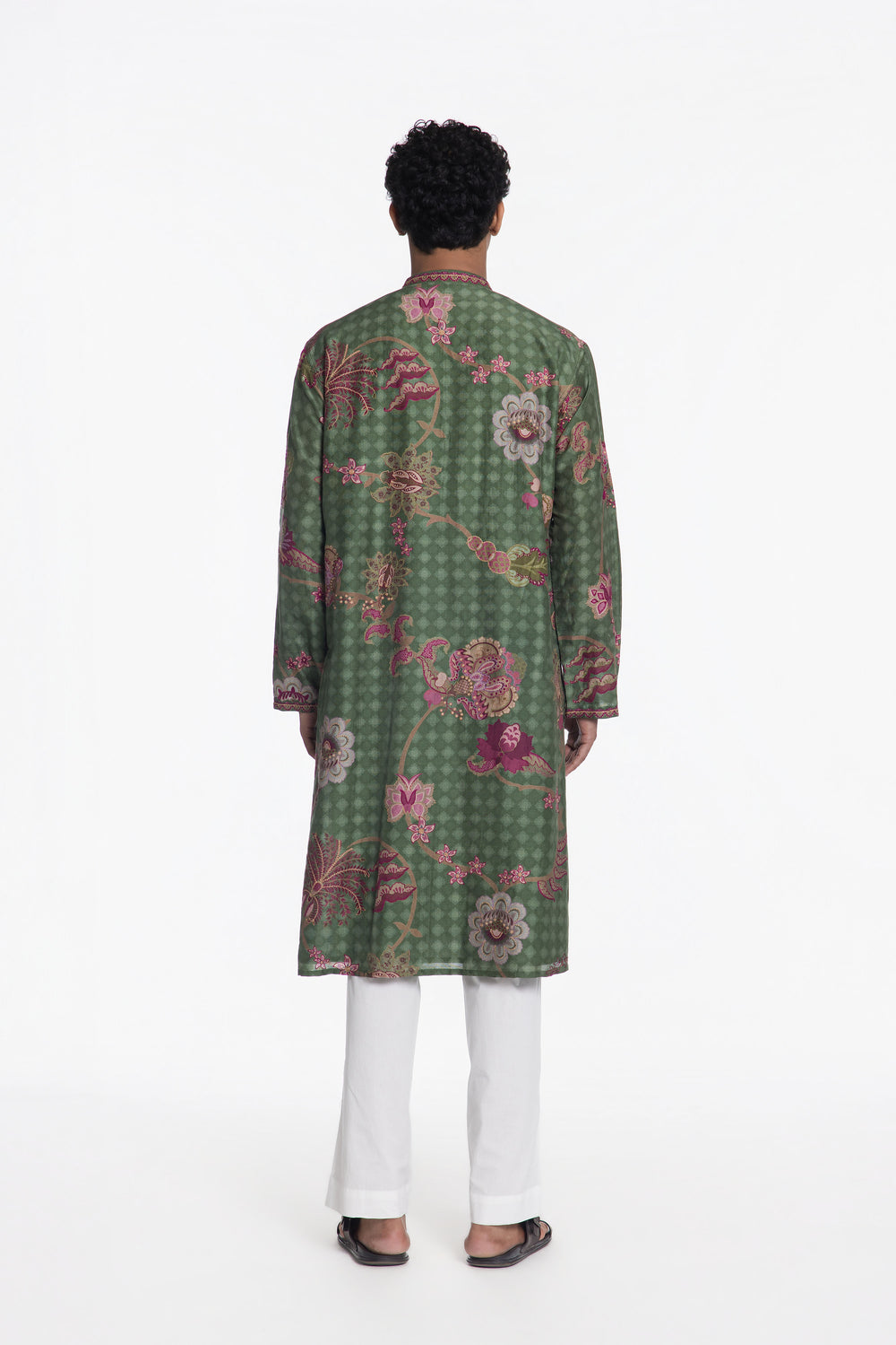 REGAL PINK PETAL ZARI BLOOM EMBROIDERED KURTA-Kurta-Siddhartha Bansal