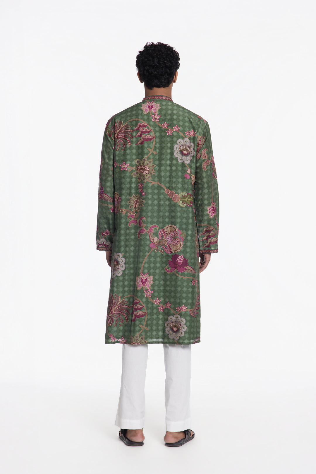 REGAL PINK PETAL ZARI BLOOM EMBROIDERED KURTA-Kurta-Siddhartha Bansal