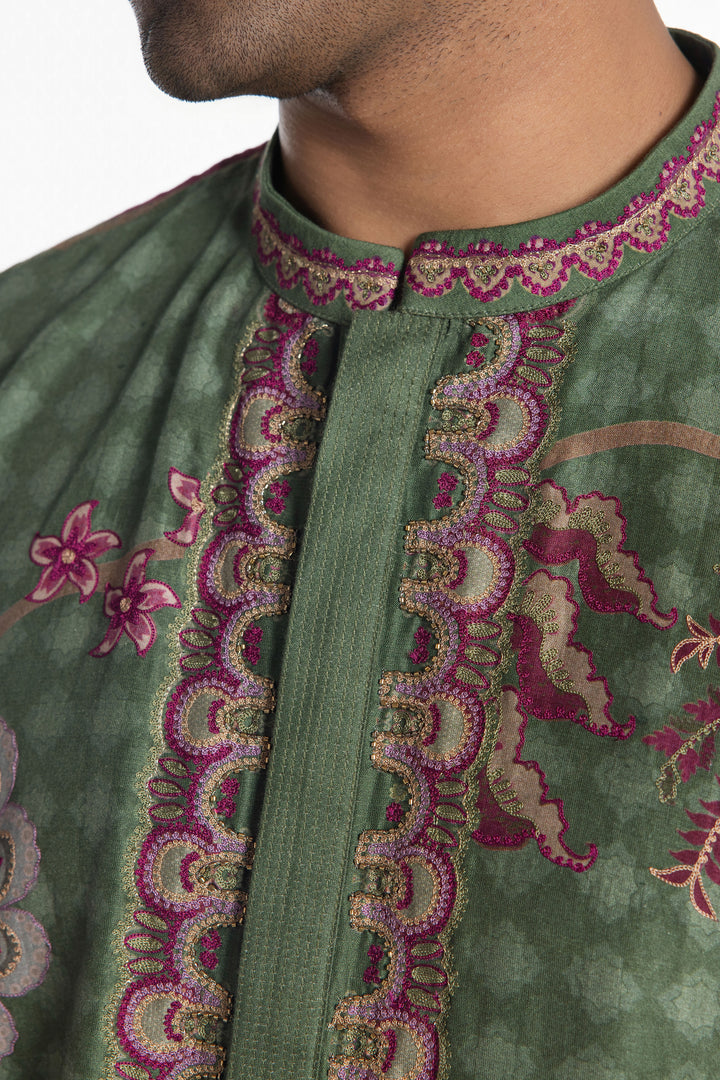 REGAL PINK PETAL ZARI BLOOM EMBROIDERED KURTA-Kurta-Siddhartha Bansal