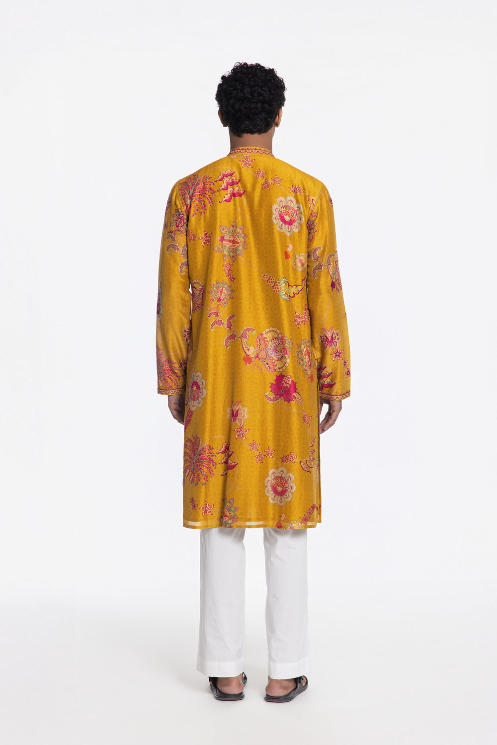 REGAL BAHAR PINK PETAL YELLOW EMBROIDERED KURTA-Kurta-Siddhartha Bansal