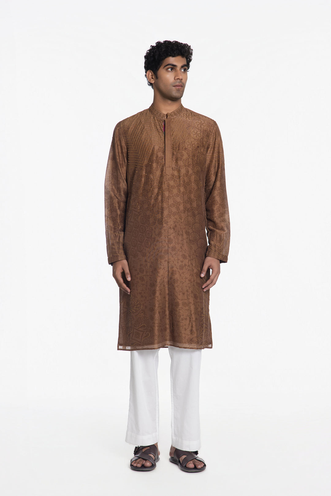 REGAL SMOKY ROYALE ABSTRACT EMBROIDERED KURTA-Kurta-Siddhartha Bansal