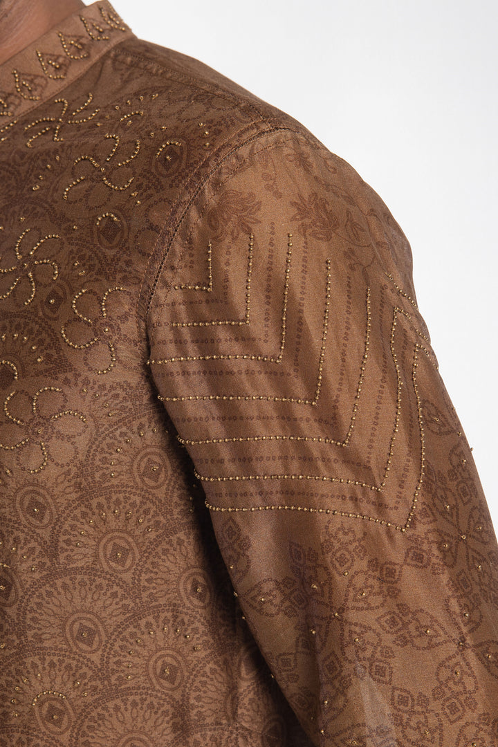 REGAL SMOKY ROYALE ABSTRACT EMBROIDERED KURTA-Kurta-Siddhartha Bansal
