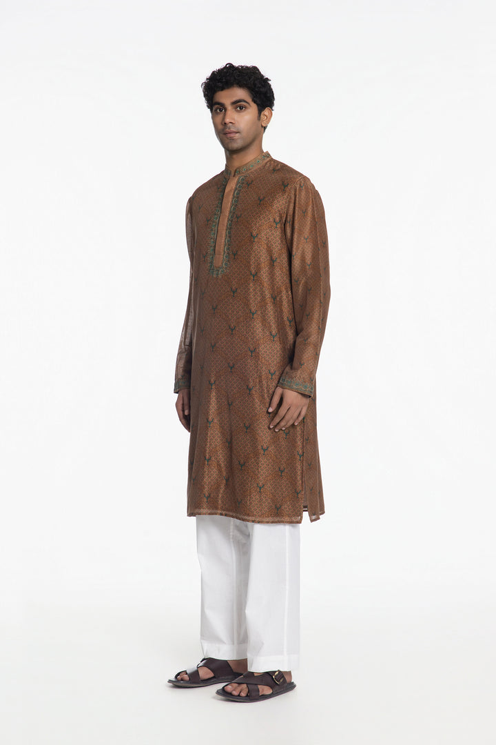 ROYAL CINNAMON BRONZE EMBROIDERED KURTA-Kurta-Siddhartha Bansal