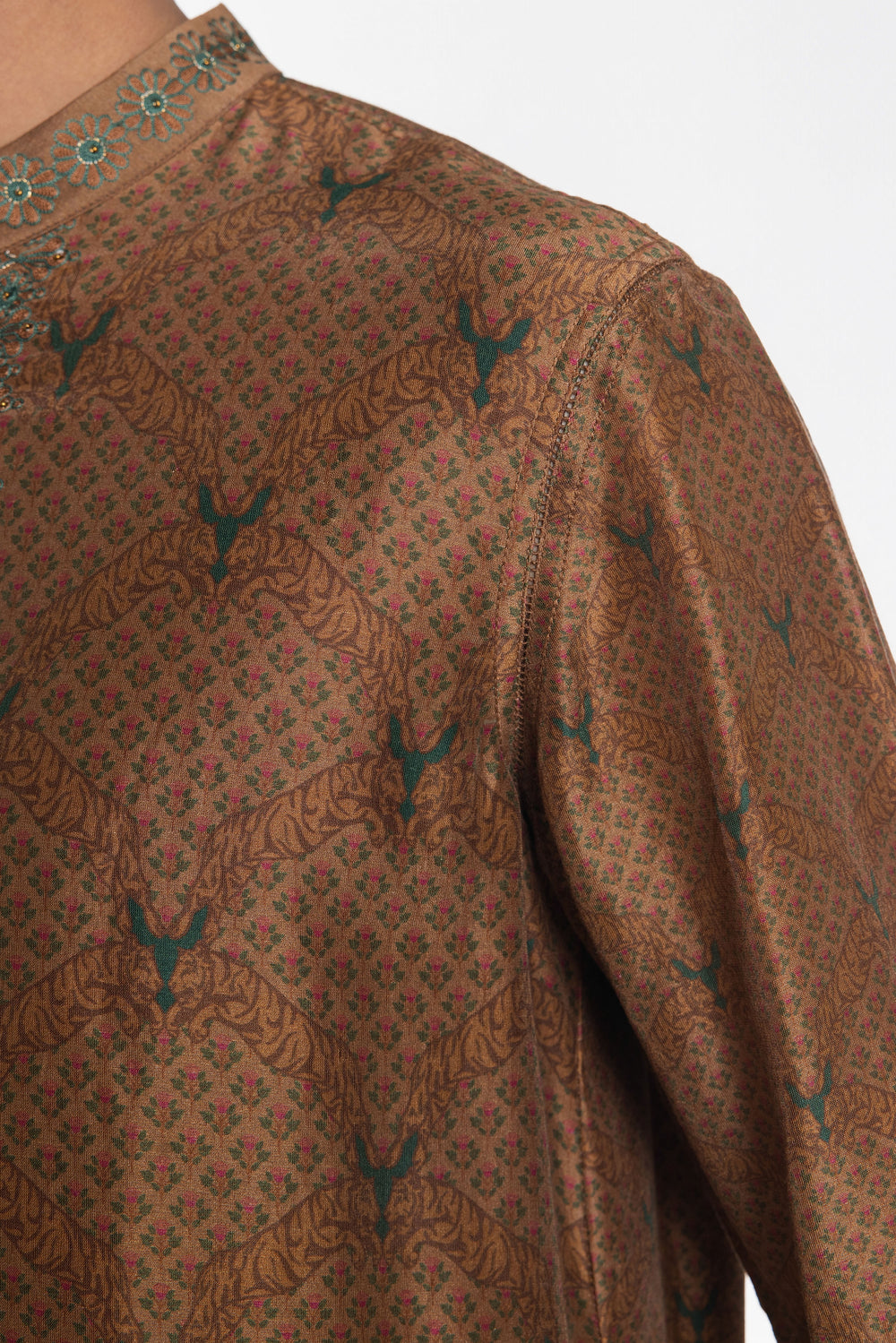 ROYAL CINNAMON BRONZE EMBROIDERED KURTA-Kurta-Siddhartha Bansal
