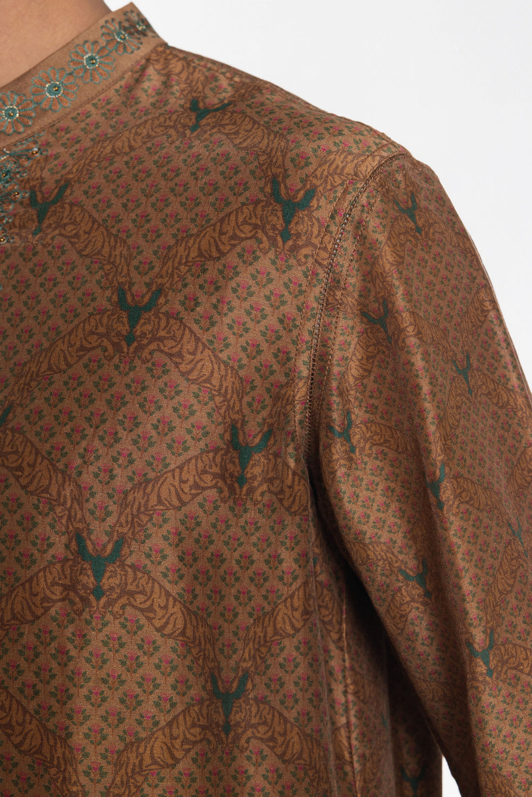 ROYAL CINNAMON BRONZE EMBROIDERED KURTA-Kurta-Siddhartha Bansal