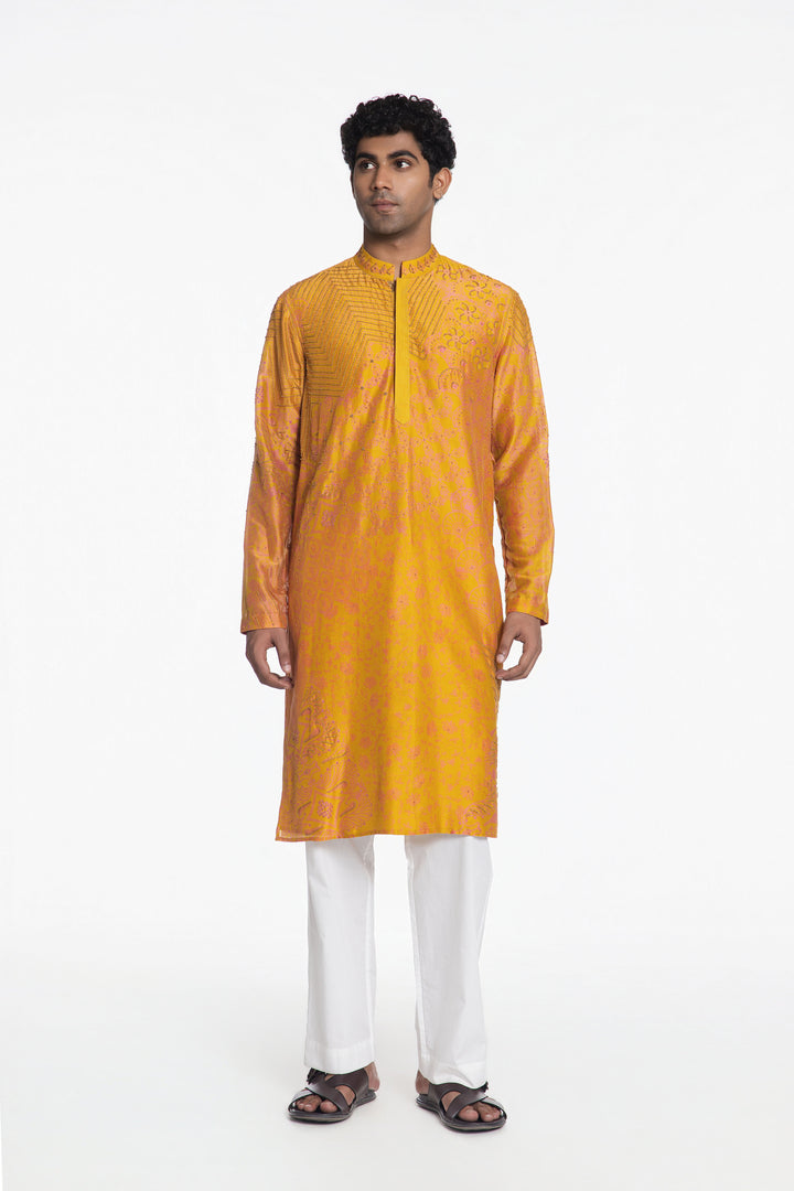 SUNEHRI ROYALE ABSTRACT EMBROIDERED KURTA-Kurta-Siddhartha Bansal