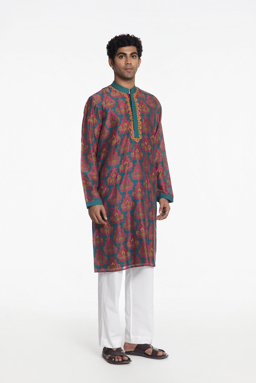 ROYALE TEAL RIWAAYAT EMBROIDERED KURTA-Kurta-Siddhartha Bansal