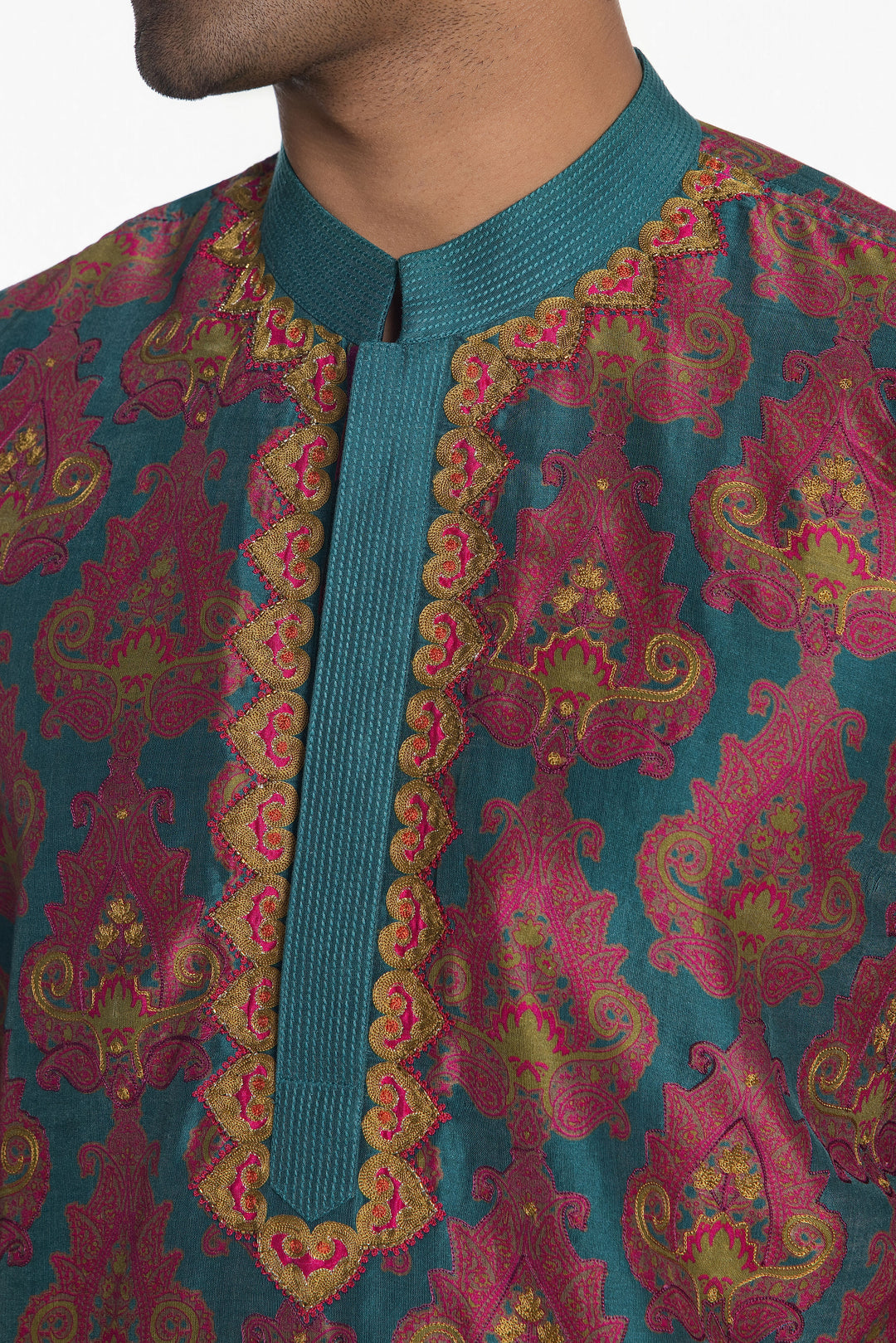 ROYALE TEAL RIWAAYAT EMBROIDERED KURTA-Kurta-Siddhartha Bansal