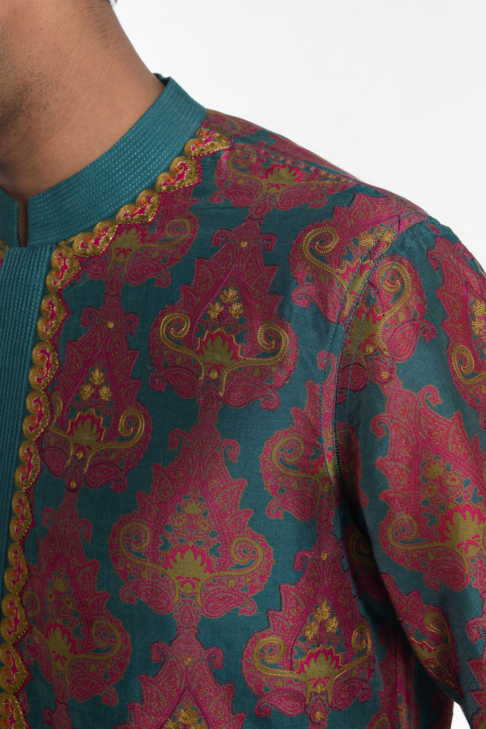 ROYALE TEAL RIWAAYAT EMBROIDERED KURTA-Kurta-Siddhartha Bansal