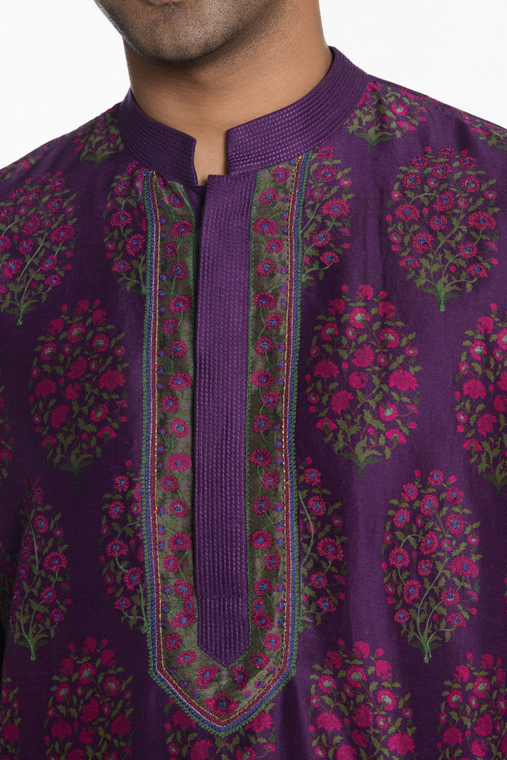 THE IMPERIAL VIOLET EMBROIDERED KURTA-Kurta-Siddhartha Bansal