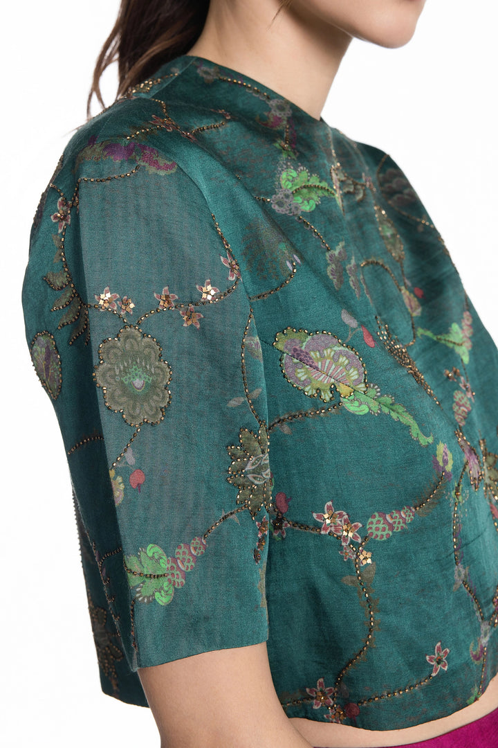 Green Peacock Skirt Set-Skirt-Siddhartha Bansal