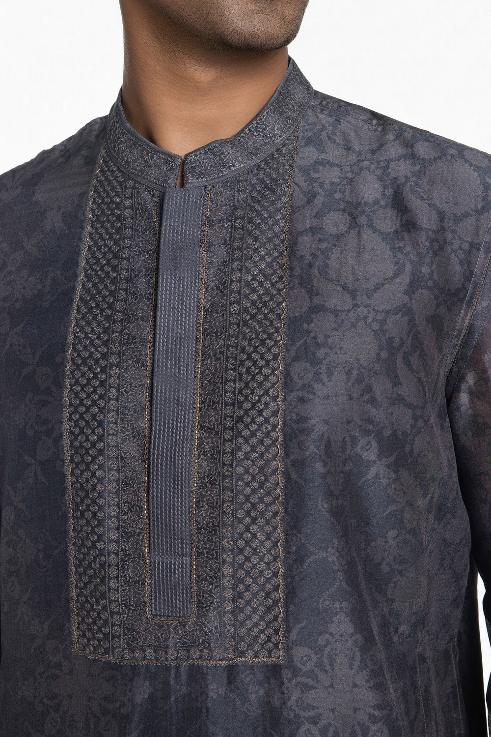 SLATE GREY BLOOM PRINTED KURTA-Kurta-Siddhartha Bansal