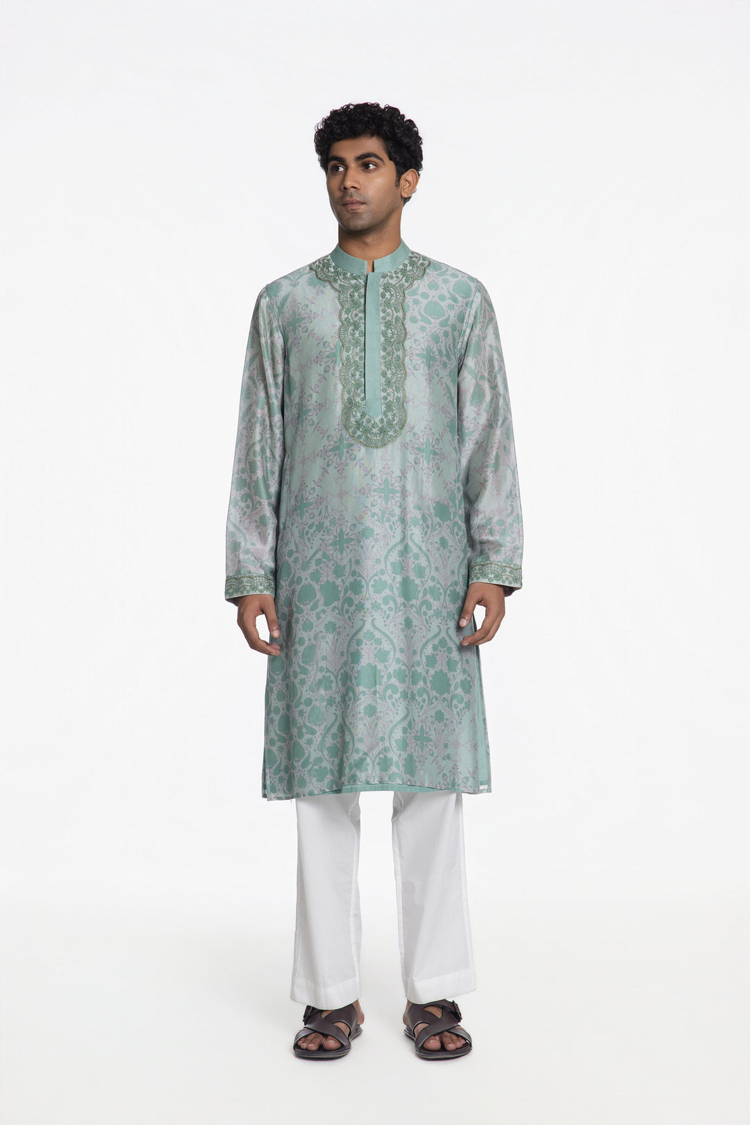 AQUA BLOOM PRINTED KURTA-Kurta-Siddhartha Bansal