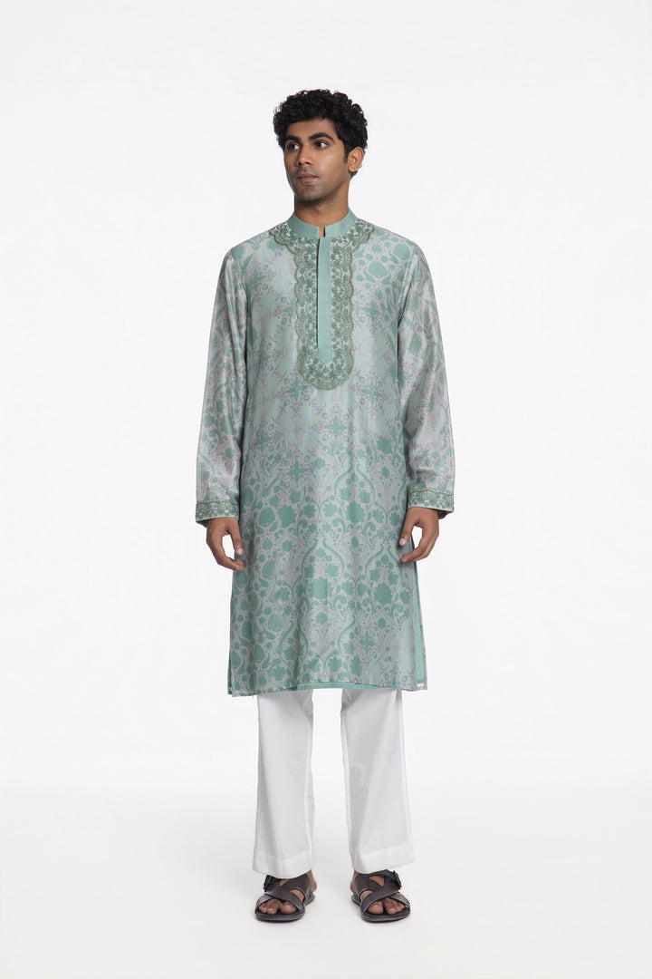 AQUA BLOOM PRINTED KURTA-Kurta-Siddhartha Bansal