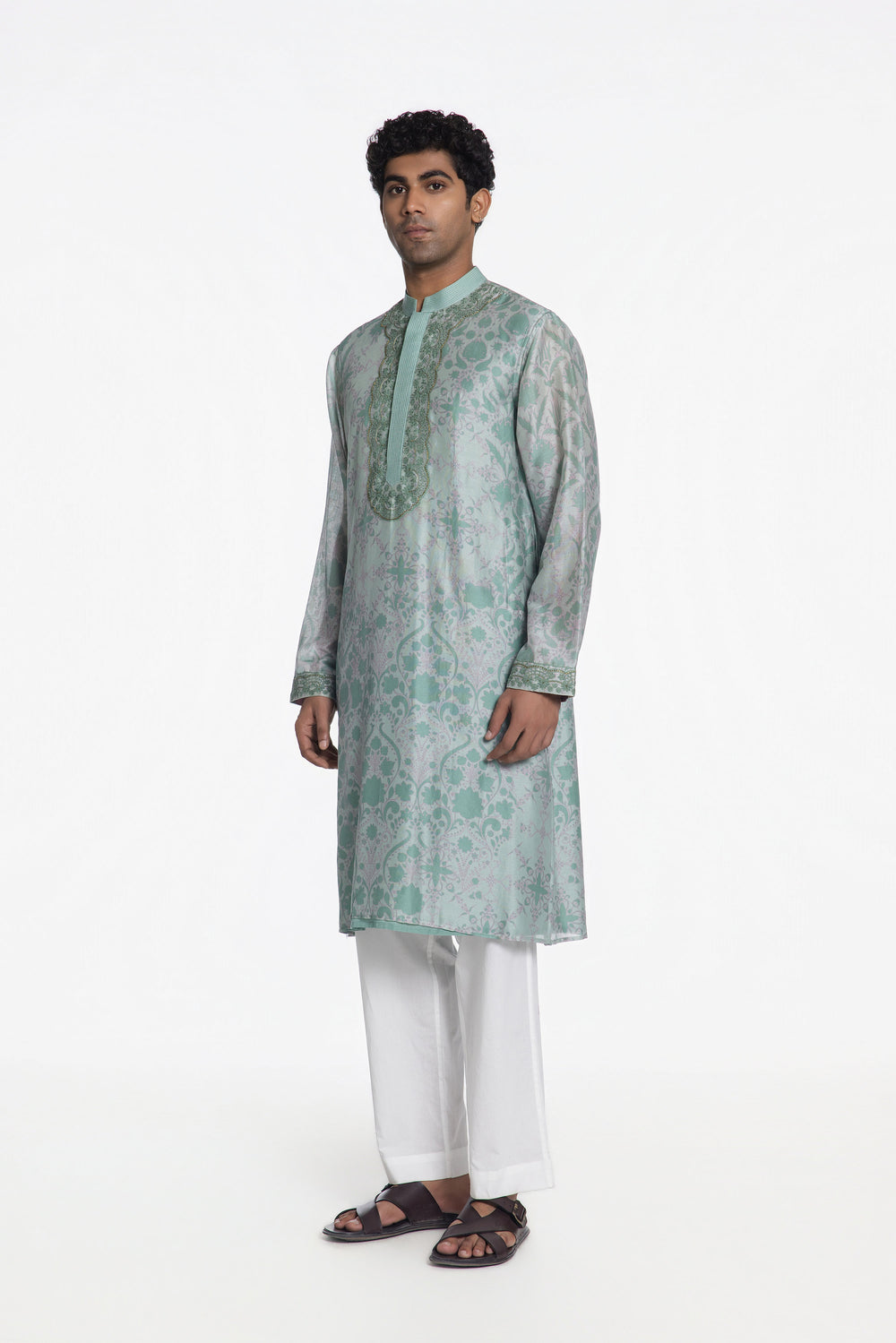 AQUA BLOOM PRINTED KURTA-Kurta-Siddhartha Bansal