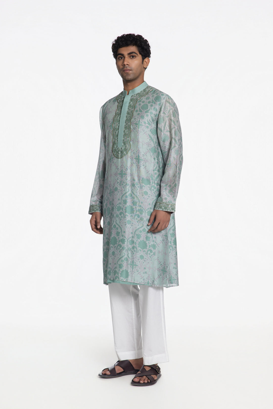 AQUA BLOOM PRINTED KURTA-Kurta-Siddhartha Bansal