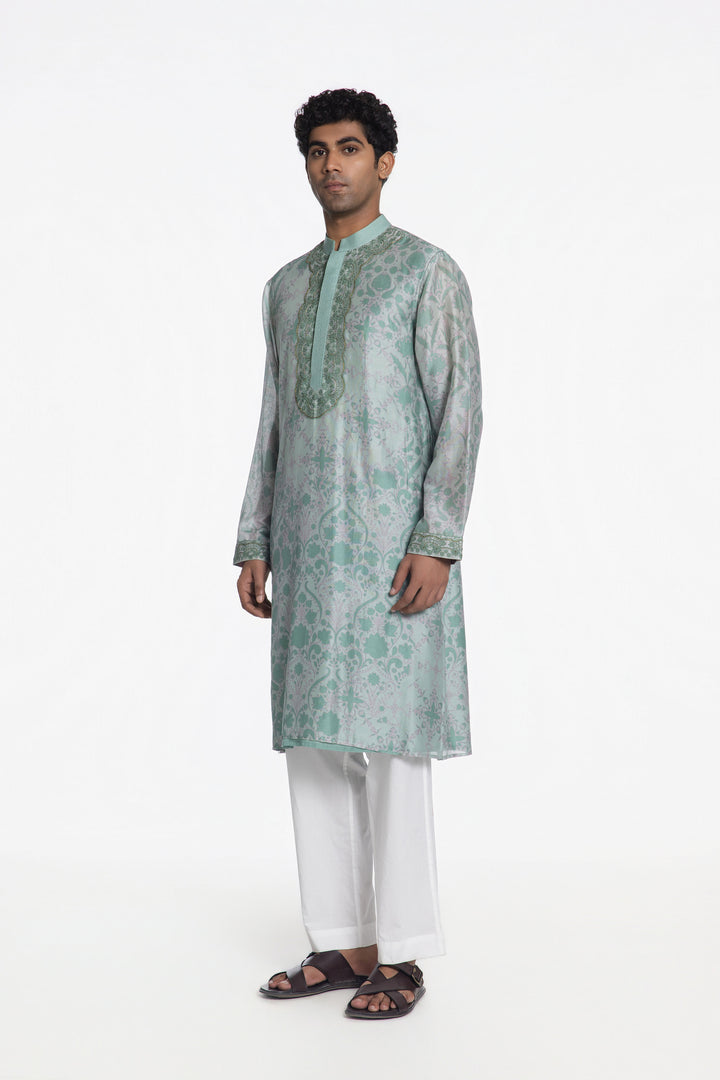 AQUA BLOOM PRINTED KURTA-Kurta-Siddhartha Bansal