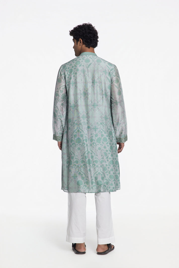 AQUA BLOOM PRINTED KURTA-Kurta-Siddhartha Bansal