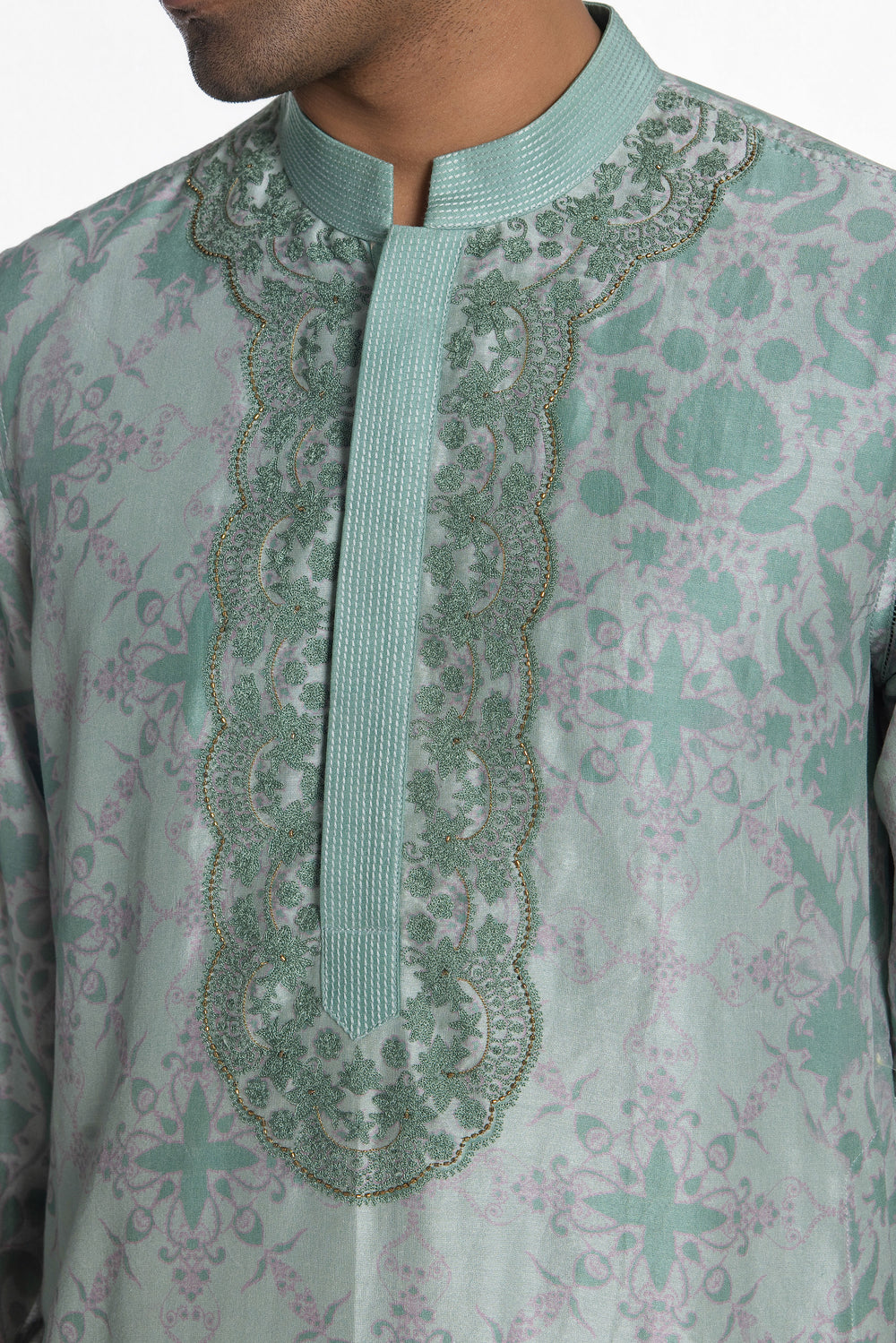 AQUA BLOOM PRINTED KURTA-Kurta-Siddhartha Bansal