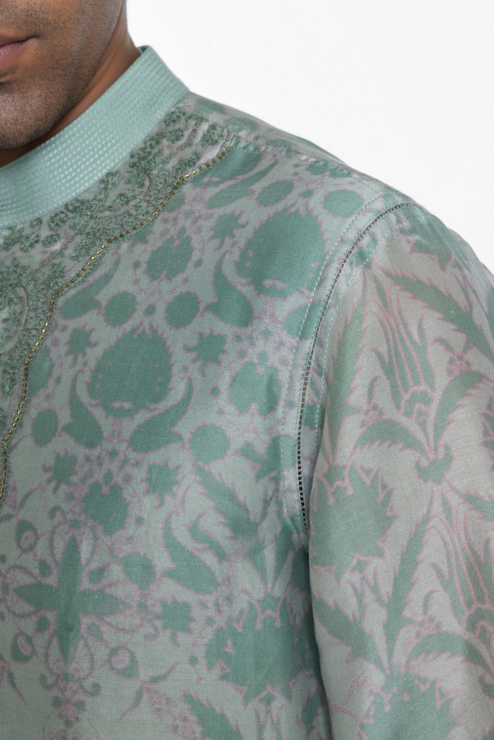 AQUA BLOOM PRINTED KURTA-Kurta-Siddhartha Bansal