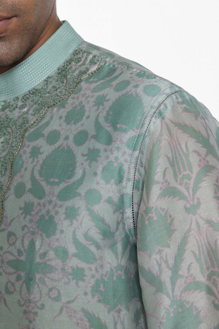 AQUA BLOOM PRINTED KURTA-Kurta-Siddhartha Bansal