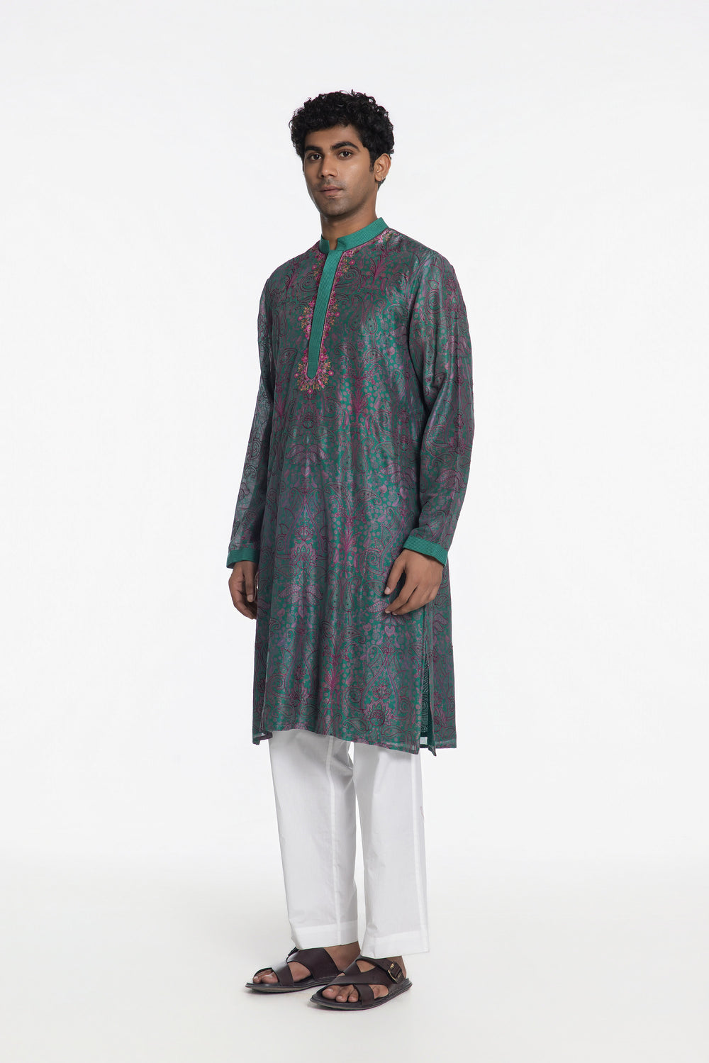 MIDNIGHT TEAL PRINTED KURTA-Kurta-Siddhartha Bansal