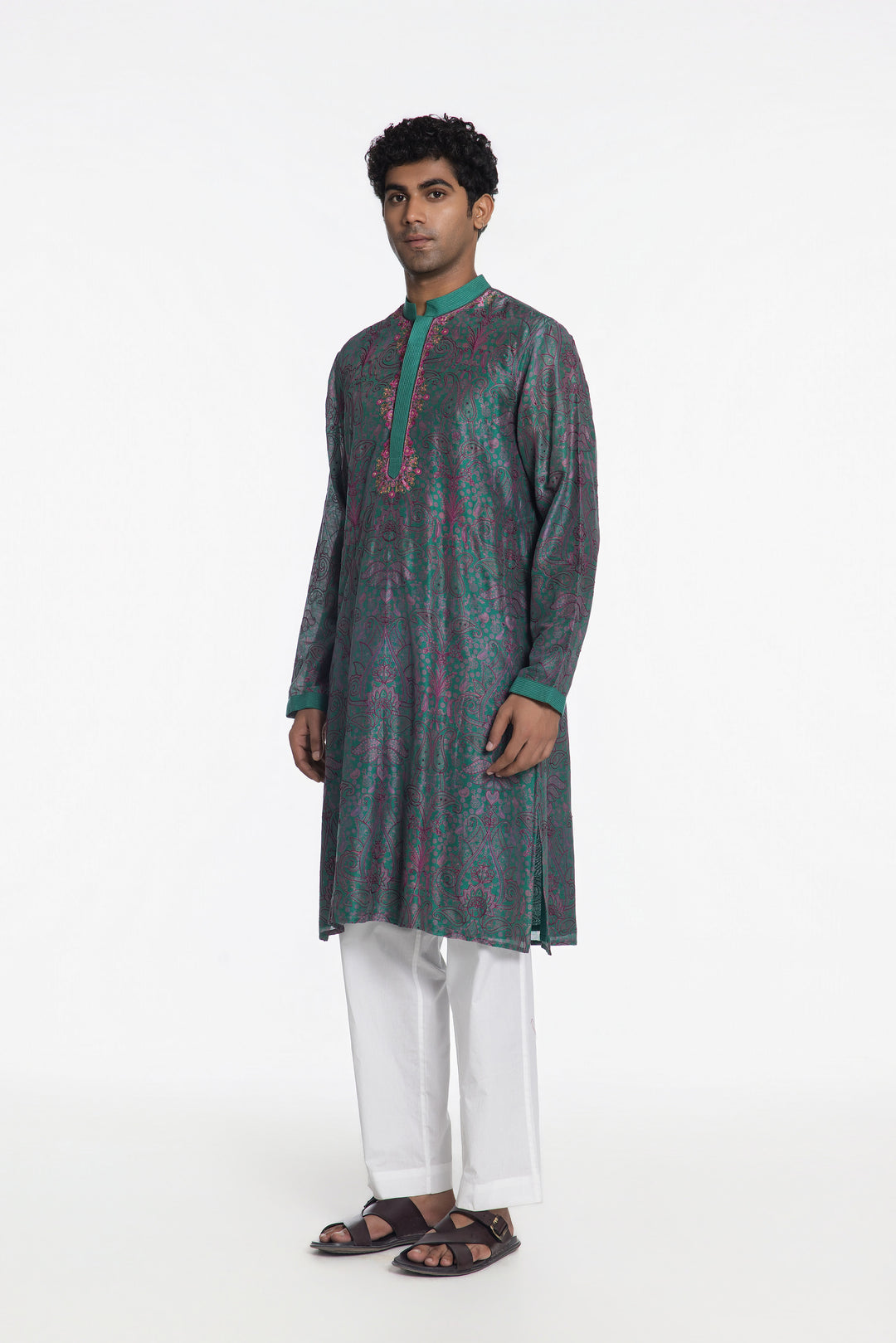MIDNIGHT TEAL PRINTED KURTA-Kurta-Siddhartha Bansal
