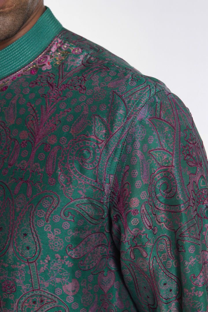 MIDNIGHT TEAL PRINTED KURTA-Kurta-Siddhartha Bansal