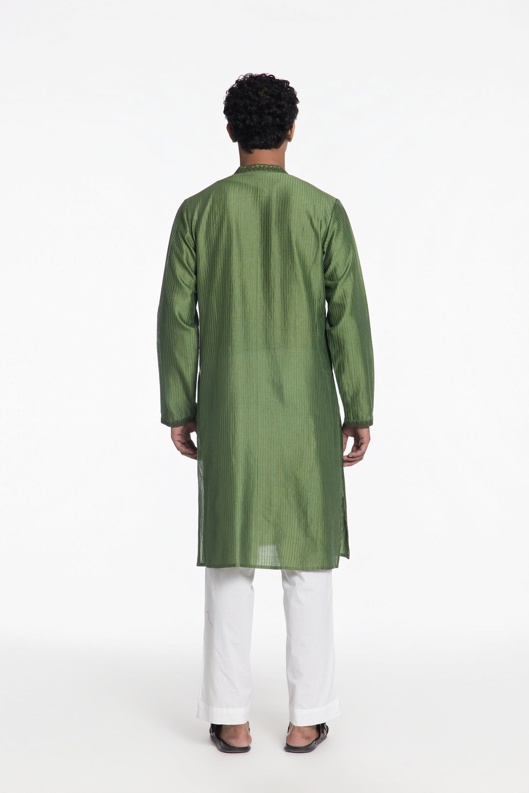 FOREST GREEN DORI PINTUCK KURTA-Kurta-Siddhartha Bansal