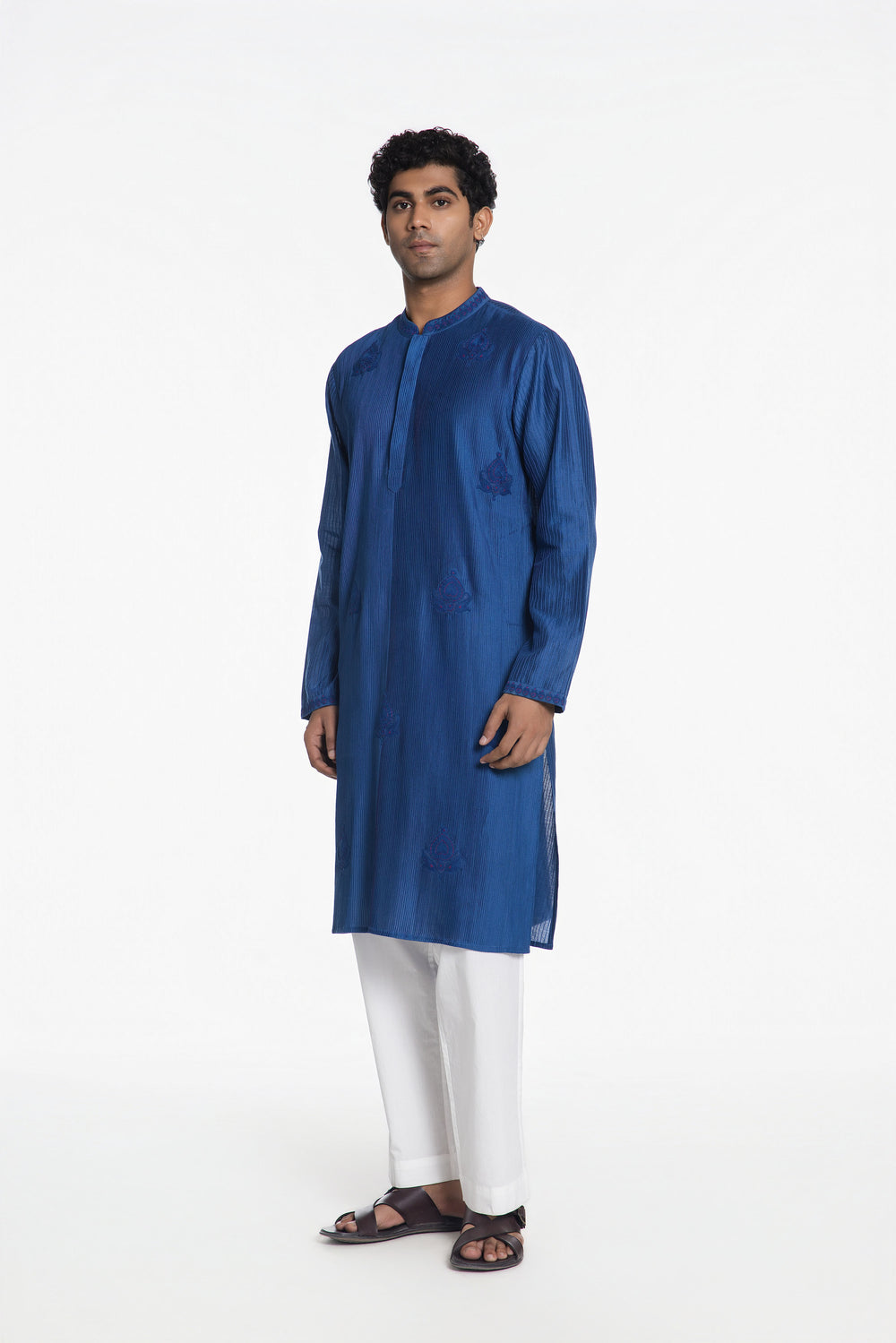 ROYAL BLUE PINTUCK KURTA-Kurta-Siddhartha Bansal