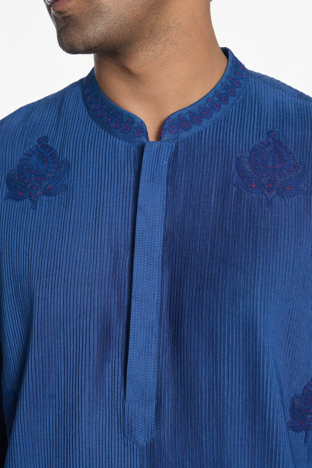 ROYAL BLUE PINTUCK KURTA-Kurta-Siddhartha Bansal