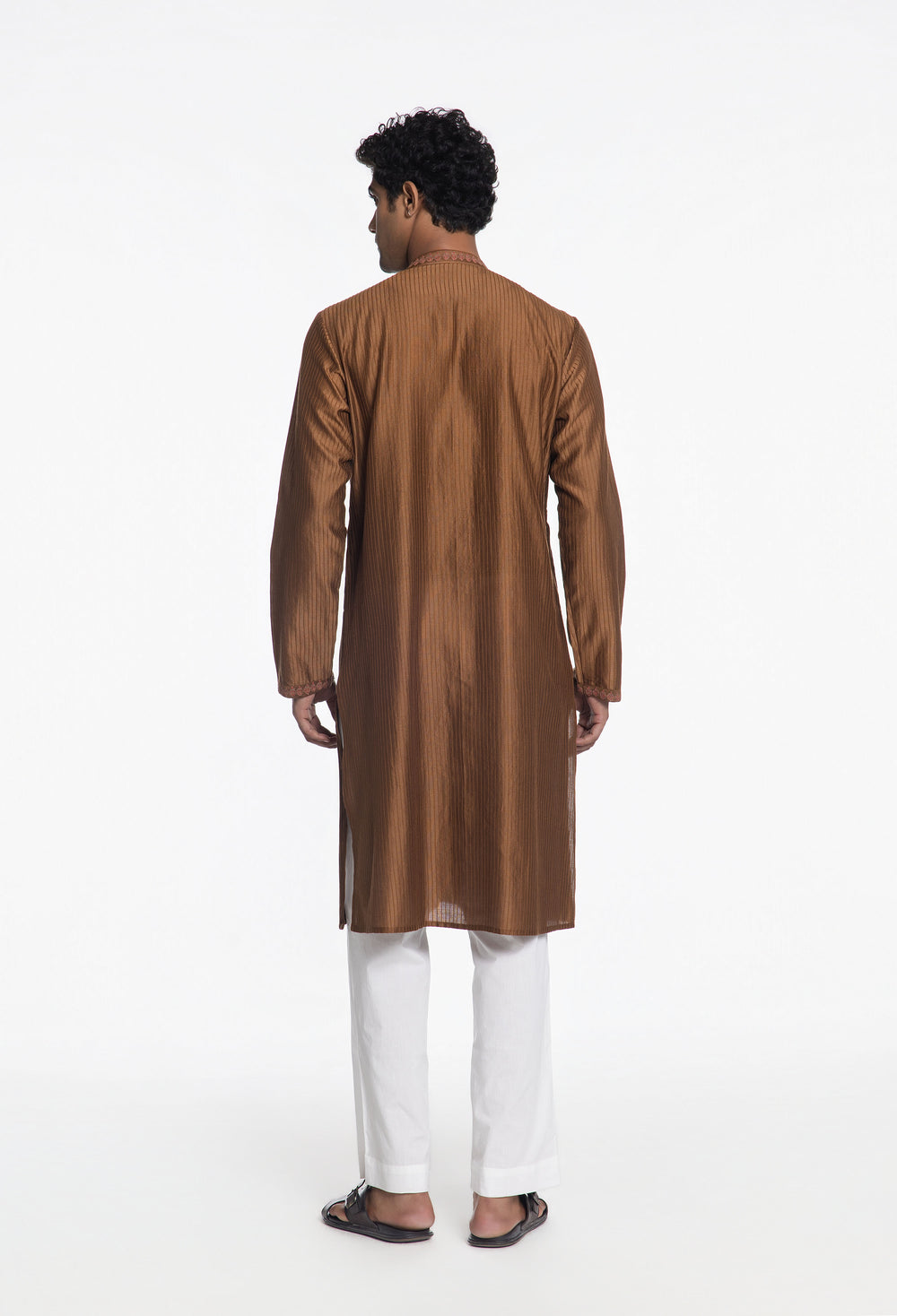 CINNAMON BROWN PINTUCK KURTA-Kurta-Siddhartha Bansal
