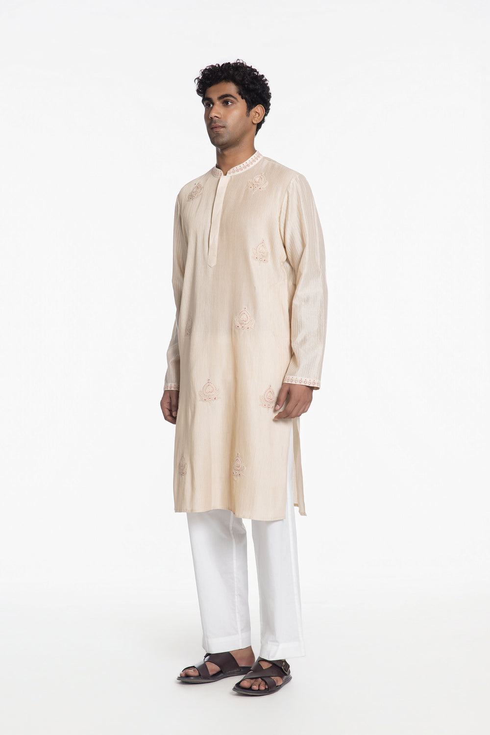 PEARL IVORY PINTUCK KURTA-Kurta-Siddhartha Bansal