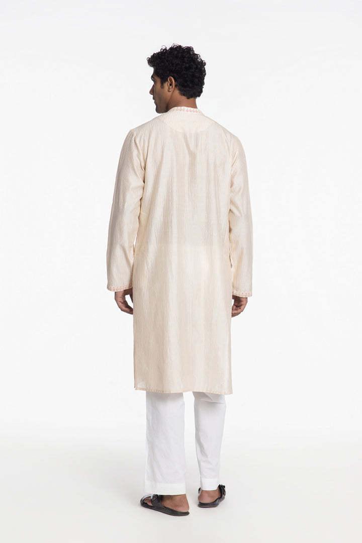 PEARL IVORY PINTUCK KURTA-Kurta-Siddhartha Bansal