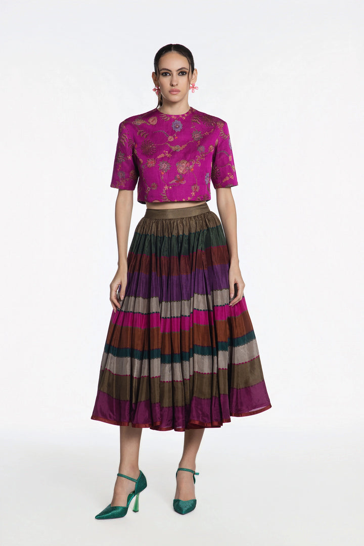 Pink Peacock Skirt Set-Skirt-Siddhartha Bansal