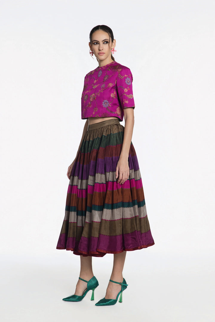 Pink Peacock Skirt Set-Skirt-Siddhartha Bansal