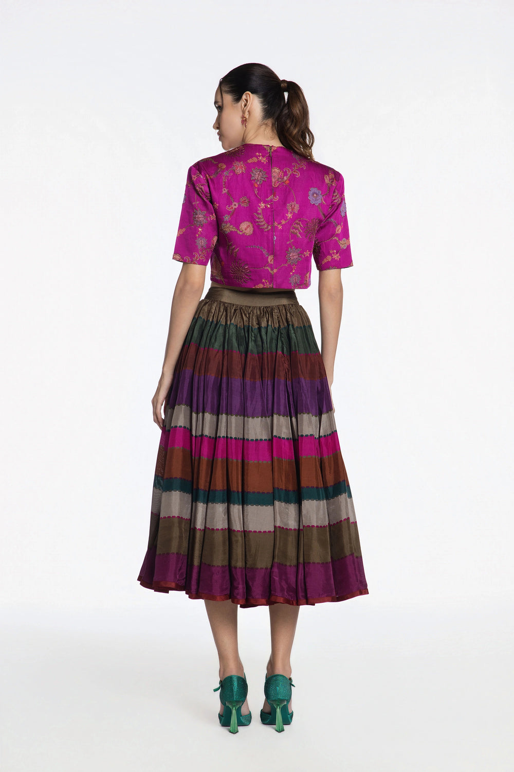 Pink Peacock Skirt Set-Skirt-Siddhartha Bansal