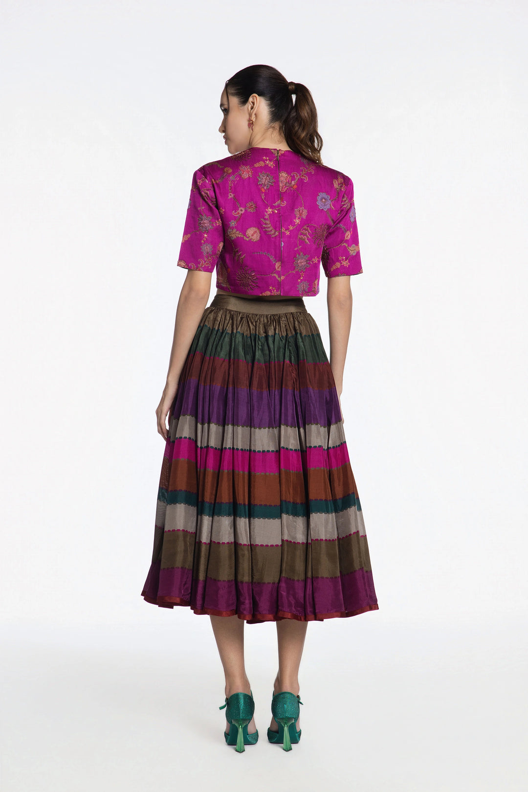 Pink Peacock Skirt Set-Skirt-Siddhartha Bansal