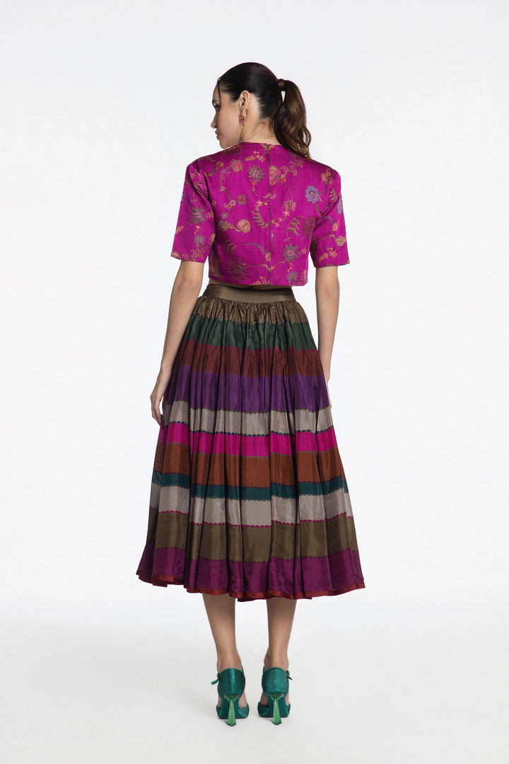 Pink Peacock Skirt Set-Skirt-Siddhartha Bansal