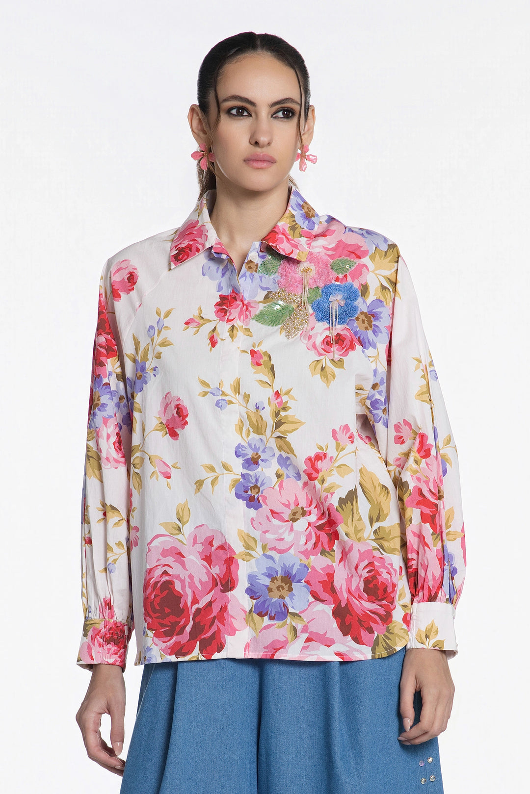Peony Rhapsody Cotton Shirt-Shirts-Siddhartha Bansal