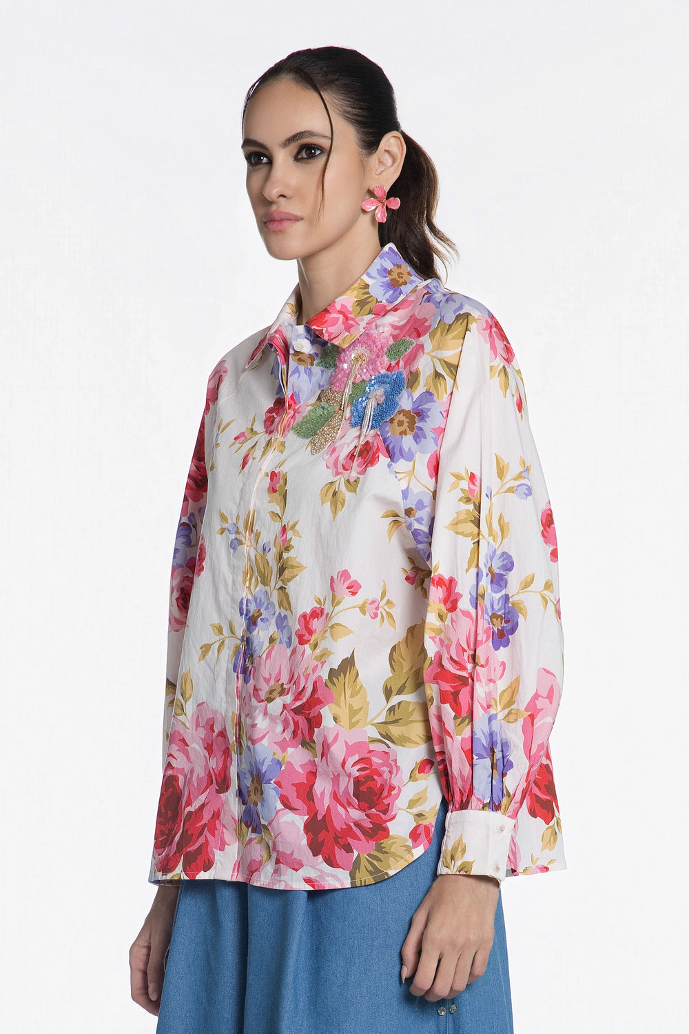 Peony Rhapsody Cotton Shirt-Shirts-Siddhartha Bansal