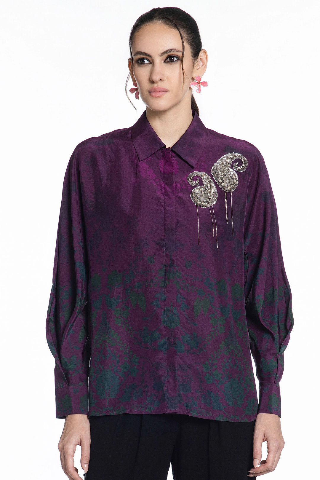 Deep Orchid Twilight Paisley Shirt-Shirts-Siddhartha Bansal
