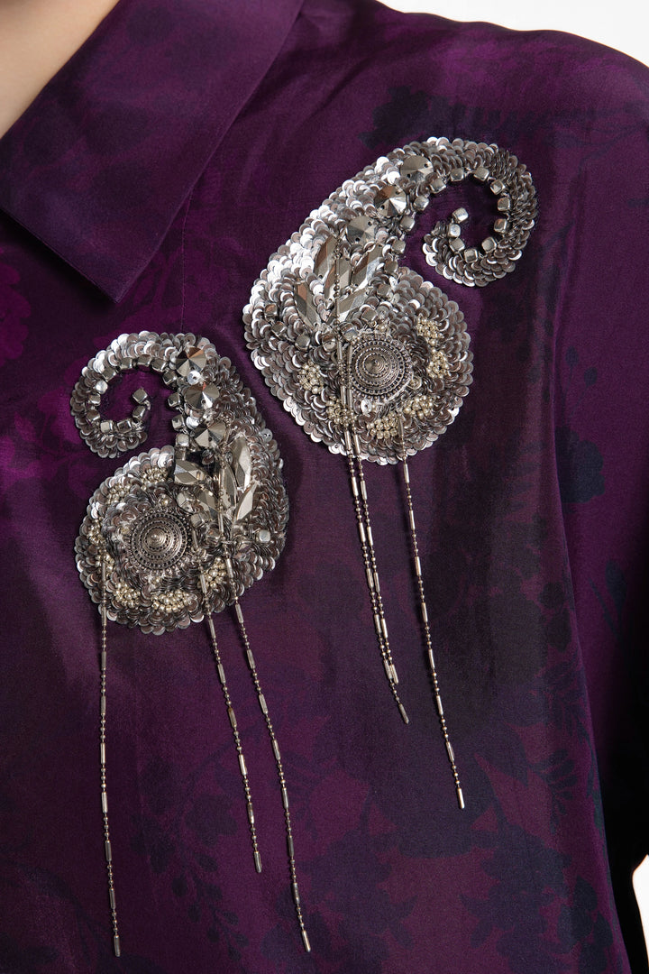 Deep Orchid Twilight Paisley Shirt-Shirts-Siddhartha Bansal