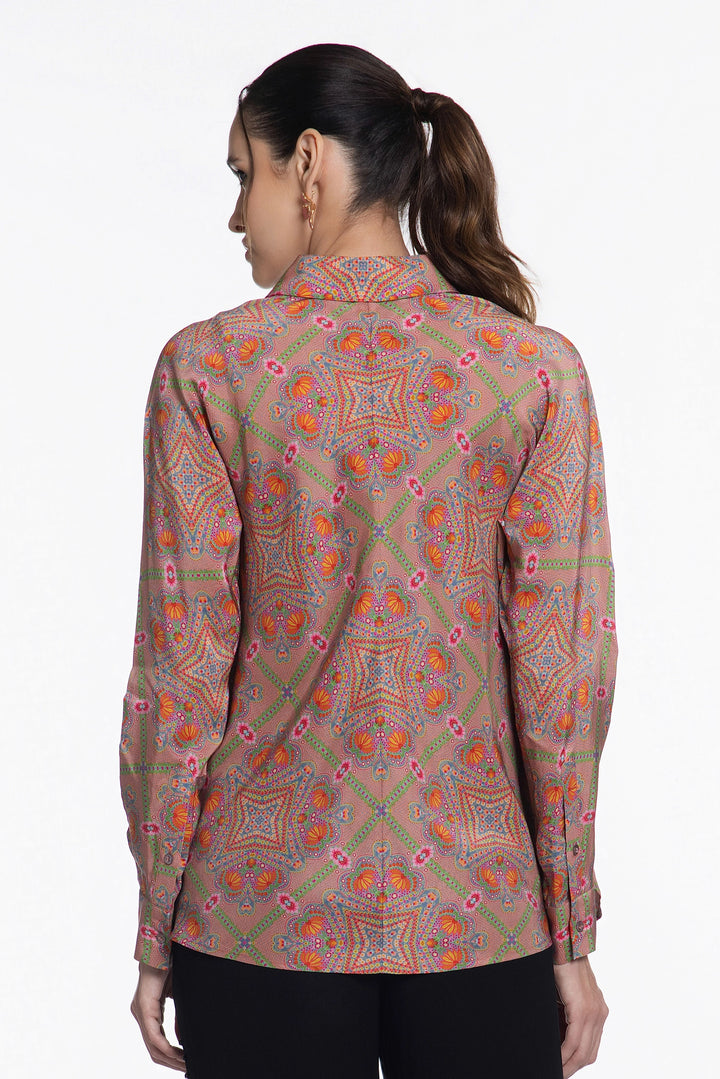 Coral Matrix Odyssey Silk Shirt-Shirts-Siddhartha Bansal
