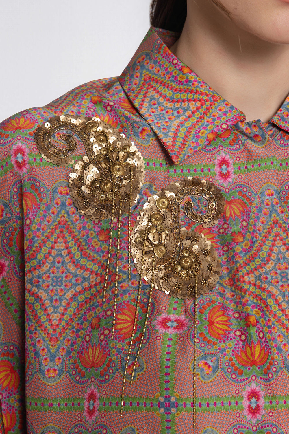 Coral Matrix Odyssey Silk Shirt-Shirts-Siddhartha Bansal