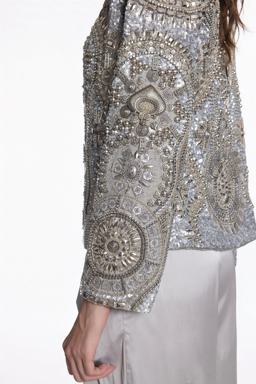 Lambani Style Front Open Jacket Pants And Brallete Set-Jacket-Siddhartha Bansal