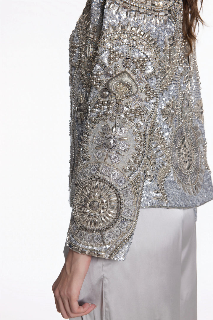Lambani Style Front Open Jacket Pants And Brallete Set-Jacket-Siddhartha Bansal